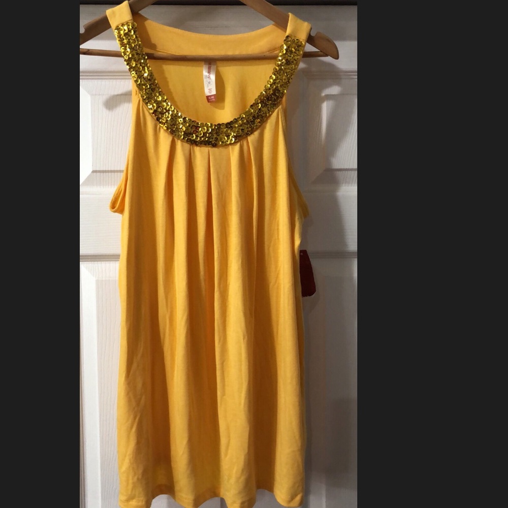 Yellow Sequin detail Tank